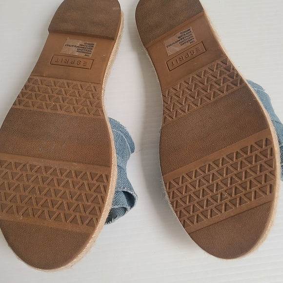 Esprit Denim Blue Ruffle Espadrille Slides - Picture 3 of 5